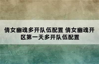 倩女幽魂多开队伍配置 倩女幽魂开区第一天多开队伍配置